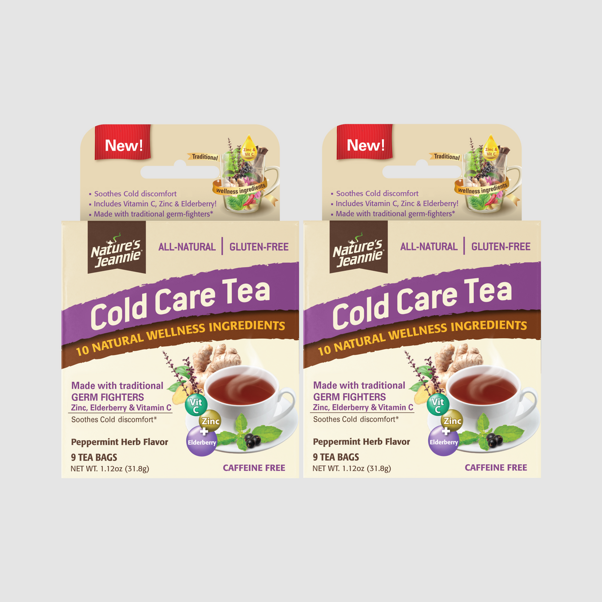 Nature&#39;s Jeannie Cold Care Tea product image, two 6-counts side by side.