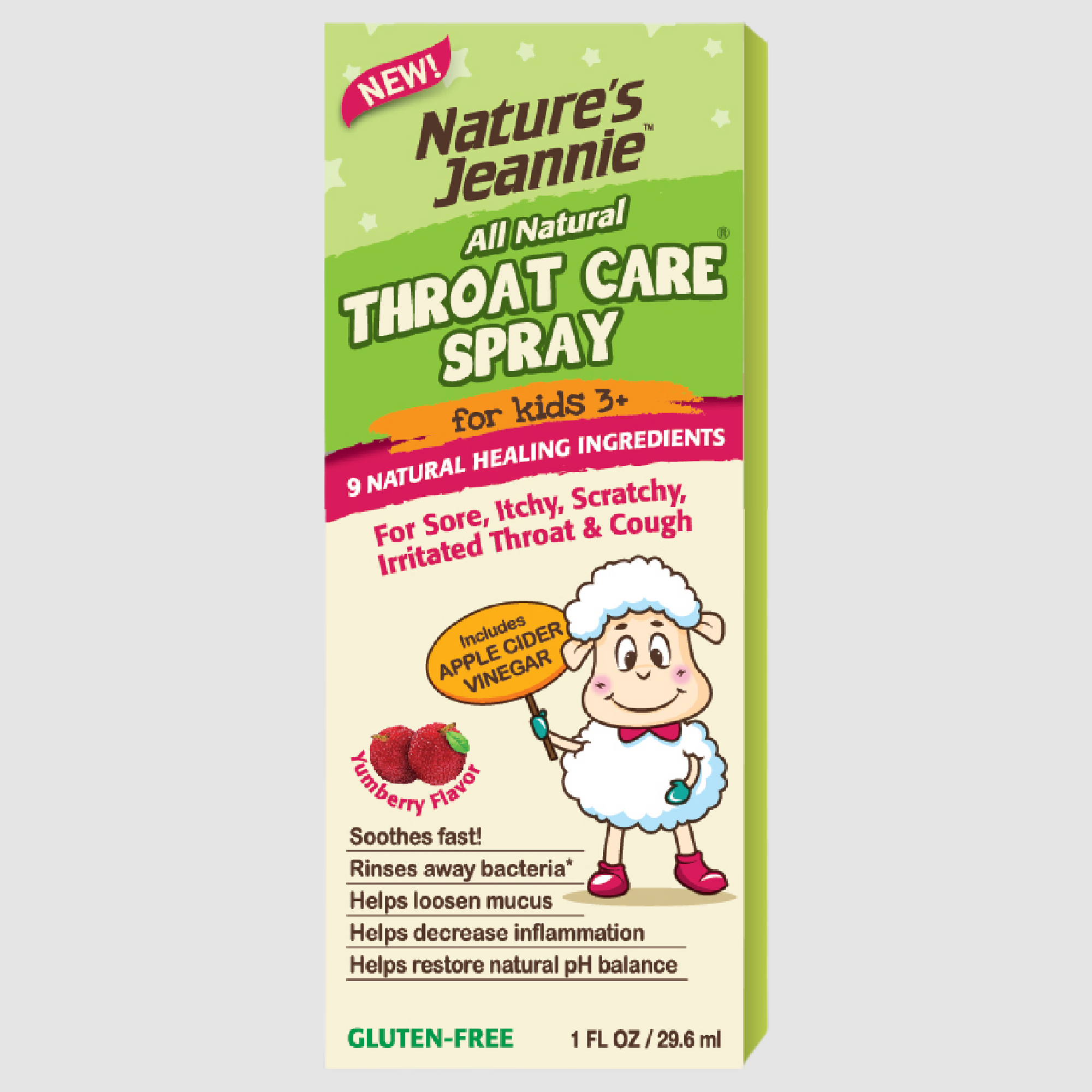 Nature's Jeannie Throat Care Spray for Kid's 3+ product package.