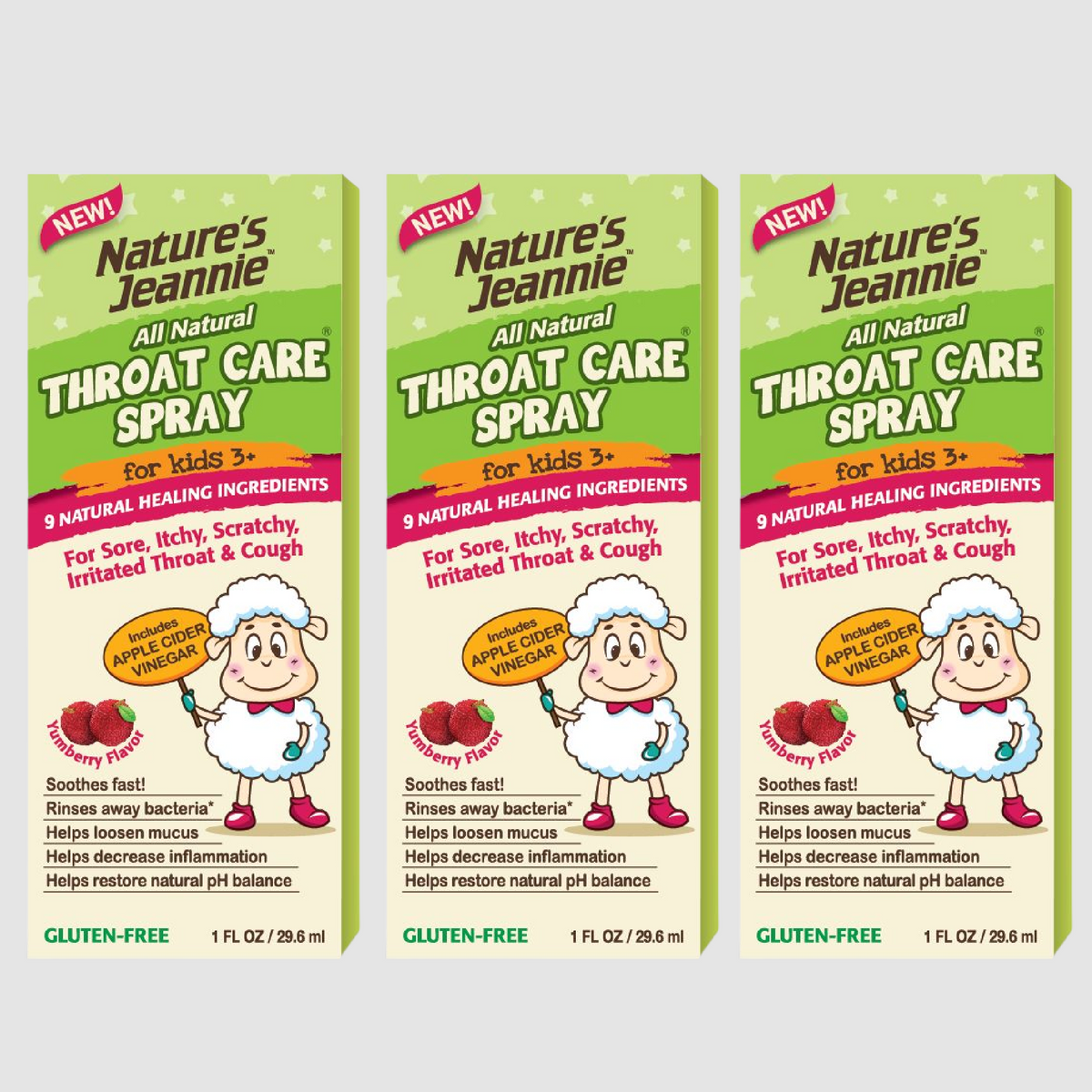 Nature&#39;s Jeannie Throat Care Spray for Kids- 3-pack.