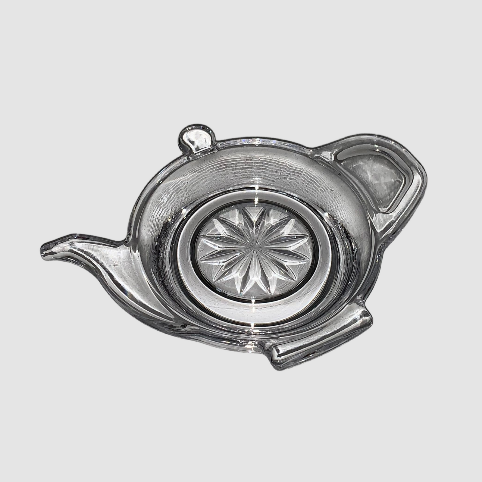 Nature's Jeannie clear Austrian Crystal Tea Caddy and Spoon Rest.